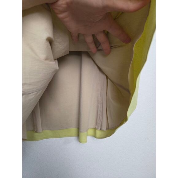 Theory Dress Womens 4 Small Good Linen Drape Back Mini Lime Yellow Sleeveless - Picture 8 of 10